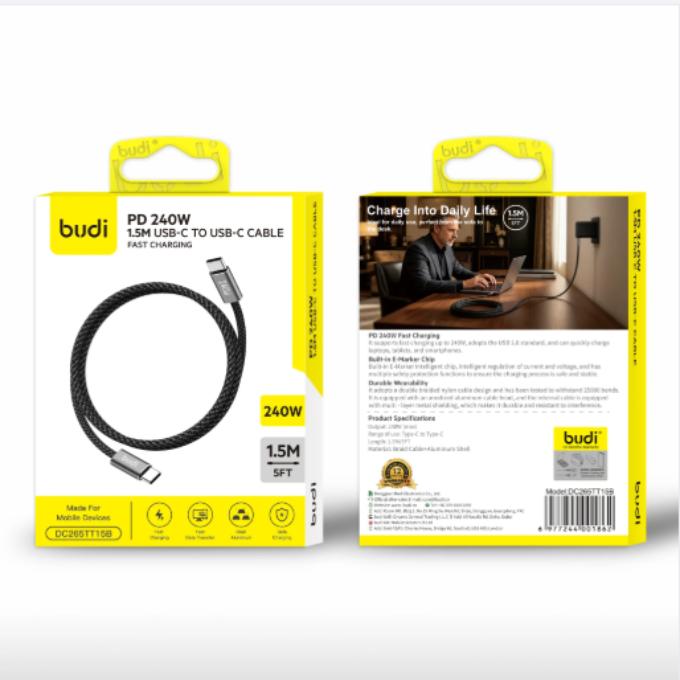 PD 240W 1.5M USB-C to USB-C Braided Fast Charging Cable